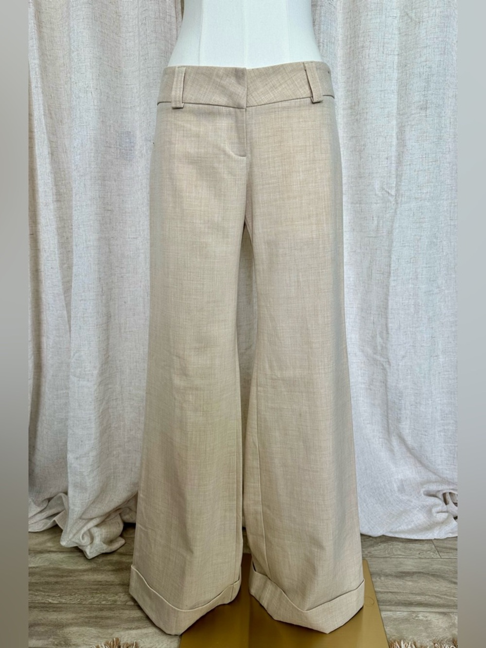 Y2K Wide Leg Low Rise Pants in Light Beige